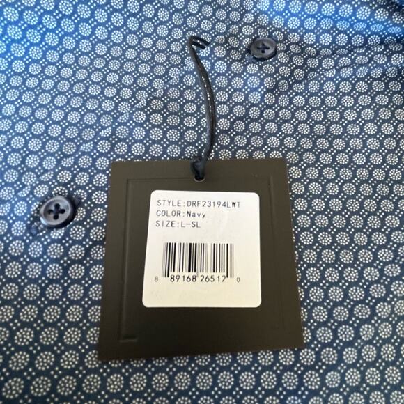 Dstrct & row Navy Blue Slim Fit Long Sleeve Button Up Collard Shirt L-SL, NWT - Picture 8 of 9